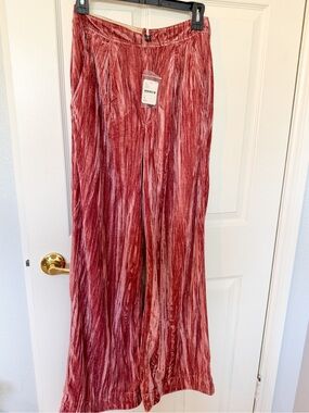 Velvet Wide-Leg Pants in Rich Dusty Rose